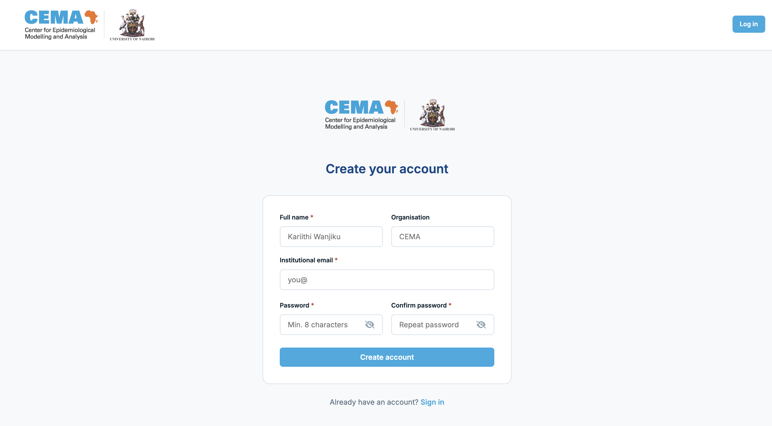Register new account